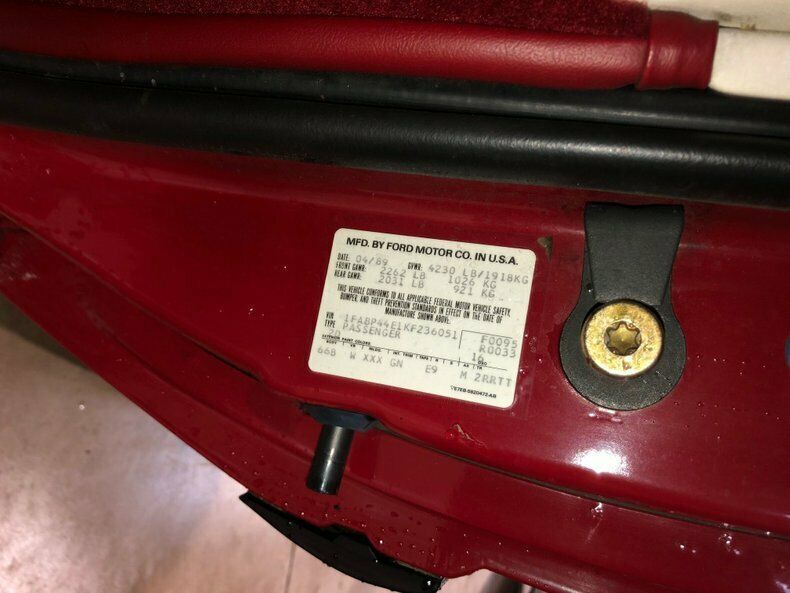 1989 Red Ford Mustang Convertible