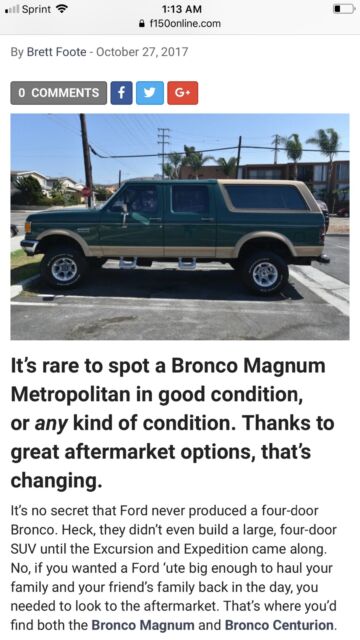 1990 Green Ford Bronco SUV