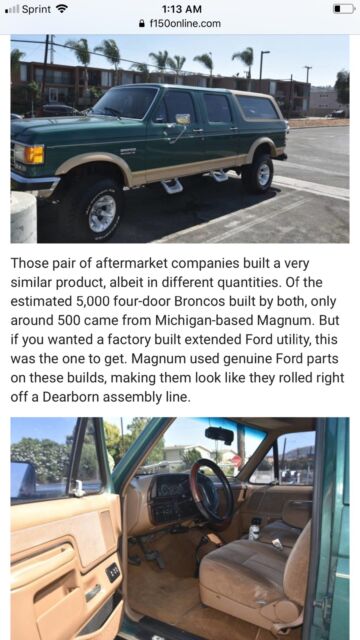 1990 Green Ford Bronco SUV