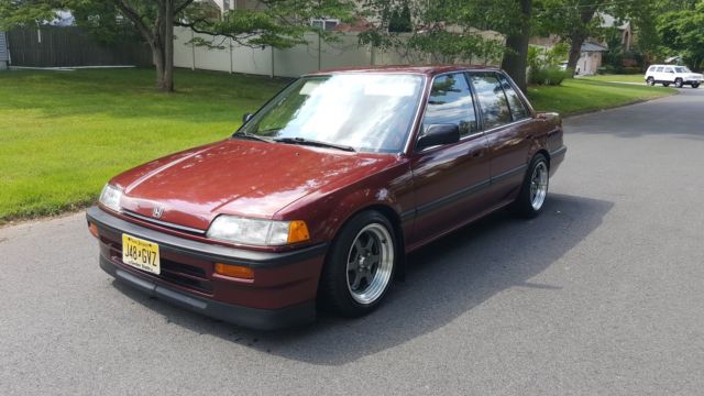 1989 Burgundy Honda Civic Sedan