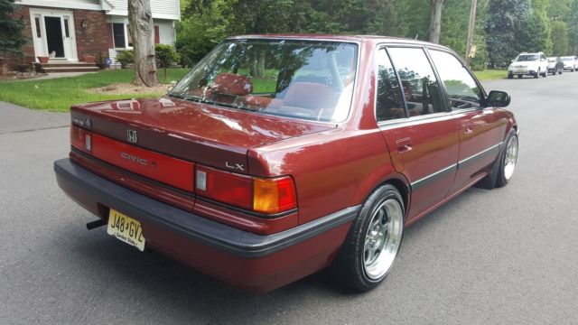 1989 Burgundy Honda Civic Sedan