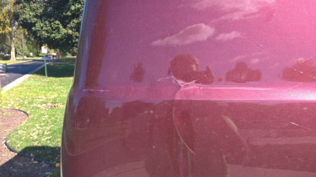 1991 Burgundy Ford E-Series Van extended cargo