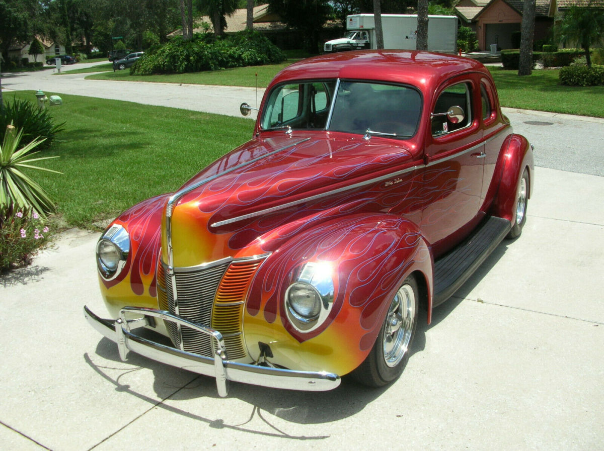 1940 Red Ford Deluxe Coupe