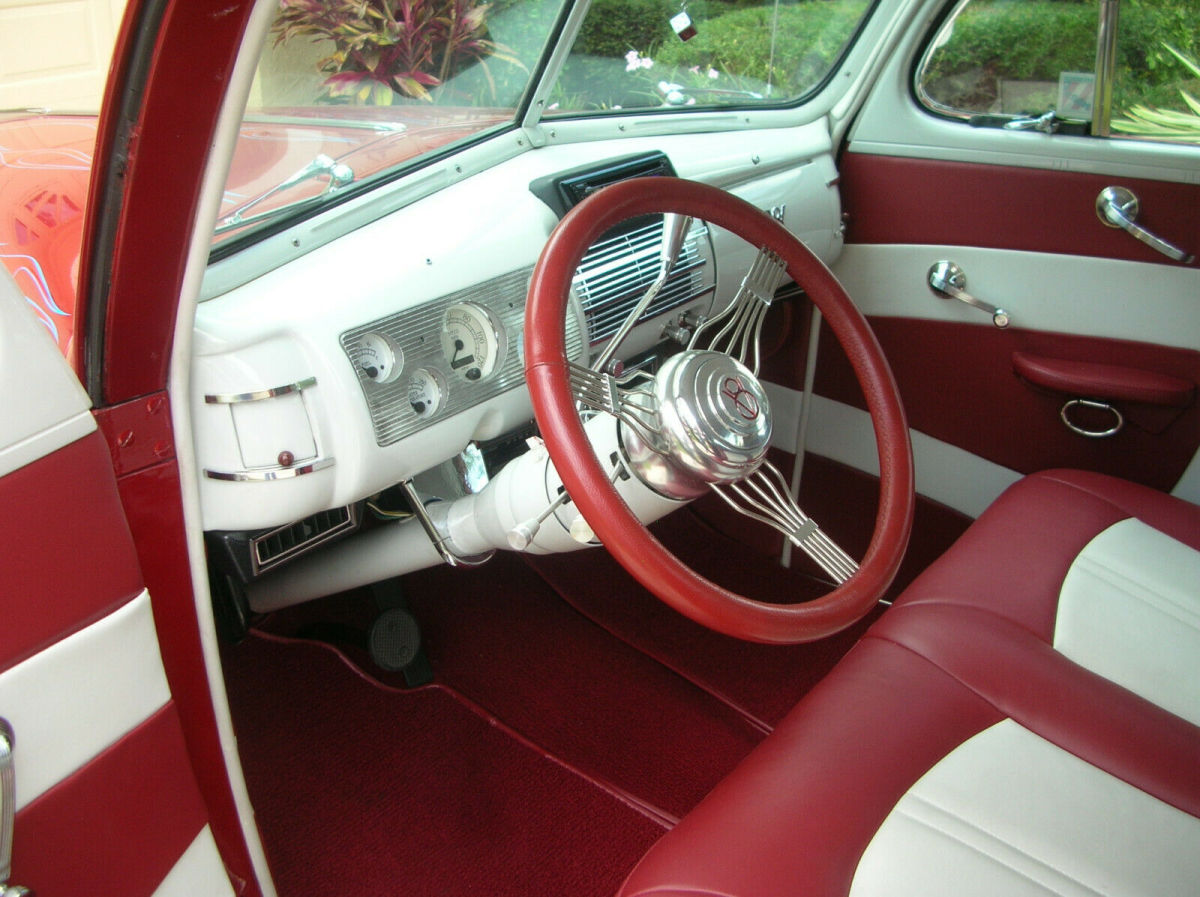 1940 Red Ford Deluxe Coupe