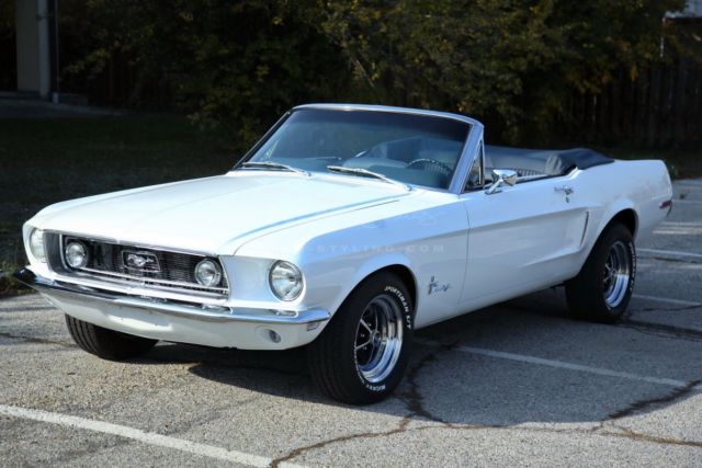 1968 Porsche White Ford Mustang Convertible