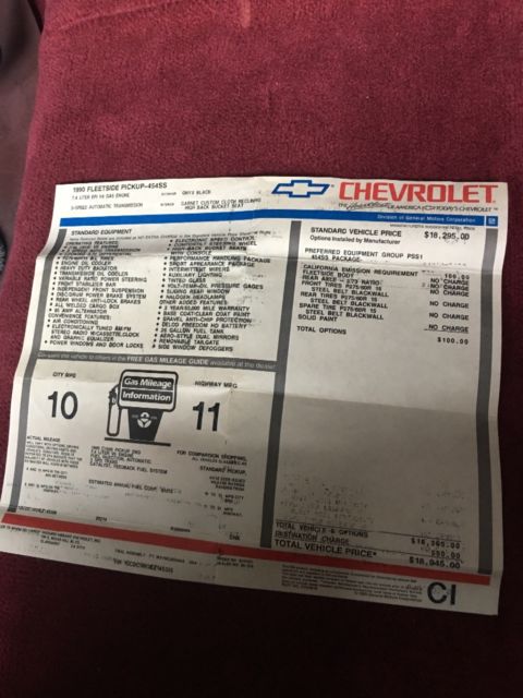 1990 Black Chevrolet Other Pickups Standard Cab Pickup