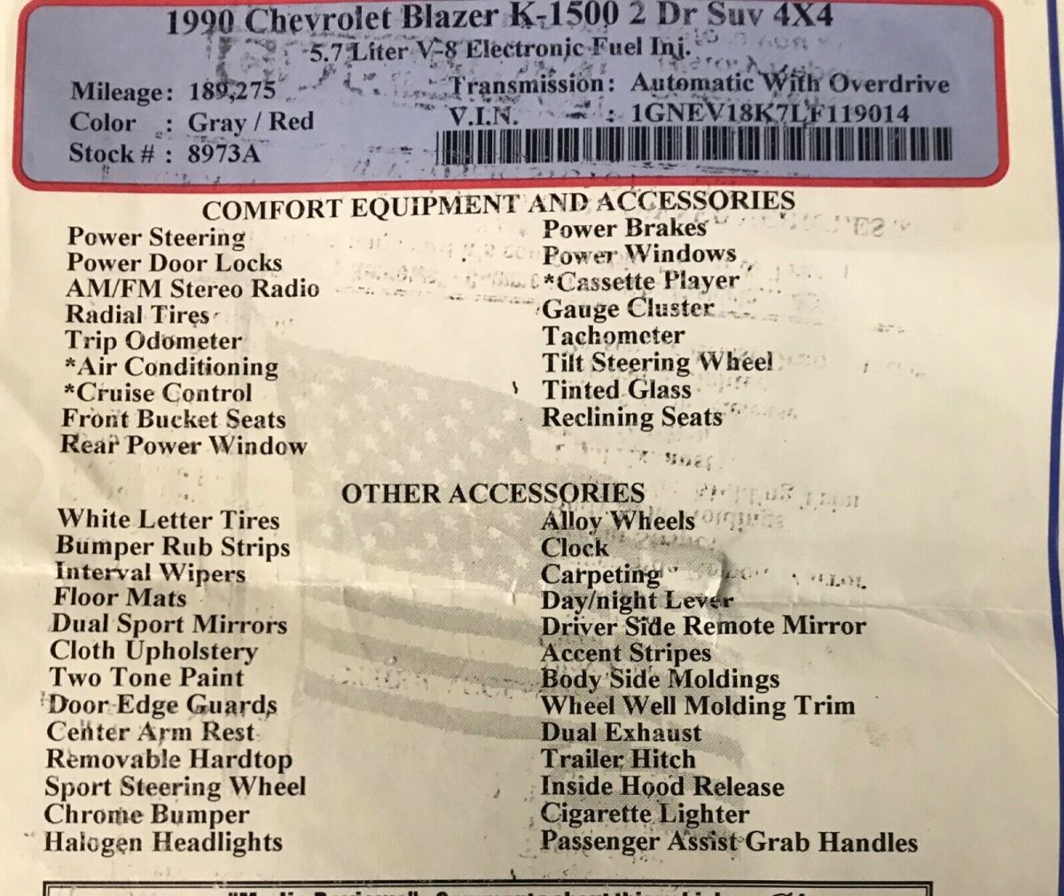 1990 Gray Chevrolet Blazer SUV