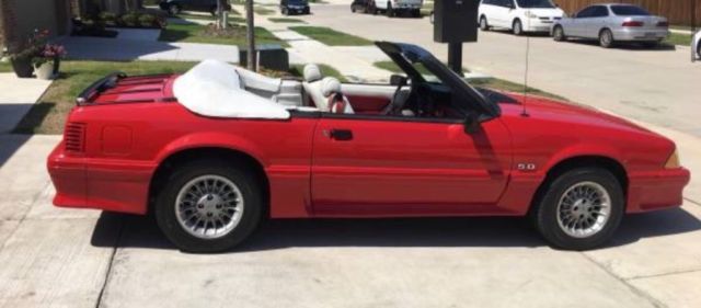 1990 Red Ford Mustang Convertible