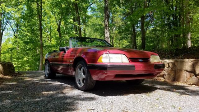 1991 Medium Red Ford Mustang Convertible