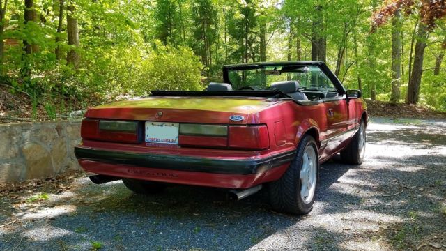 1991 Medium Red Ford Mustang Convertible