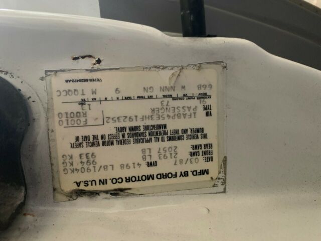 1987 White Ford Mustang Convertible