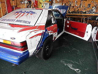1985 WHITE ORIGINAL, PRESENTLY R/W/B/ VINYL WRAP Ford Mustang FOX BODY HATCHBACK