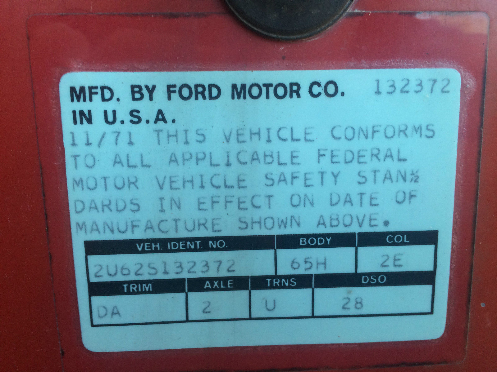 1972 Red Ford Galaxie Coupe