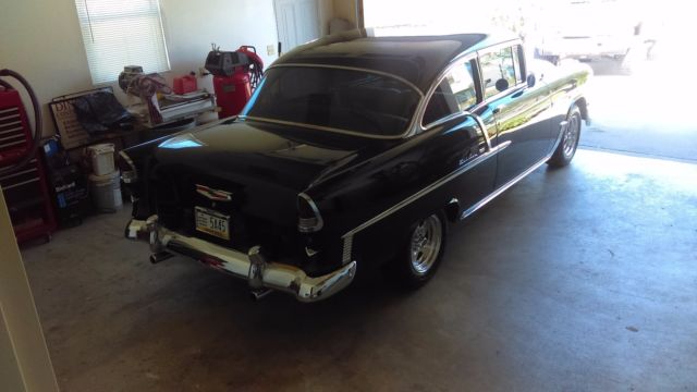 1955 Black Chevrolet Bel Air/150/210 POST/ SEDAN