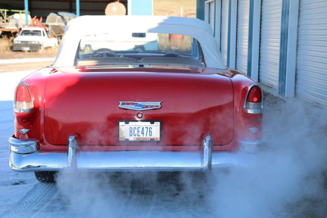1955 Red and White Chevrolet Bel Air/150/210 Convertible