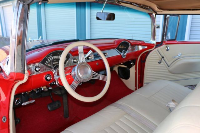1955 Red and White Chevrolet Bel Air/150/210 Convertible