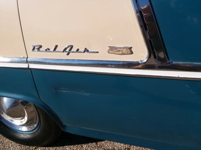 1955 Blue and creme Chevrolet Bel Air/150/210 Sedan
