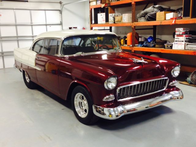 1955 Burgundy/Pearl White Chevrolet Bel Air/150/210 Hard Top