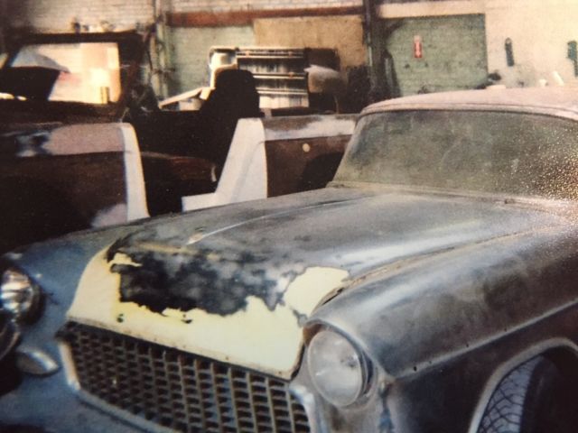 1955 flat black Chevrolet Nomad Wagon