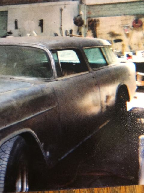 1955 flat black Chevrolet Nomad Wagon