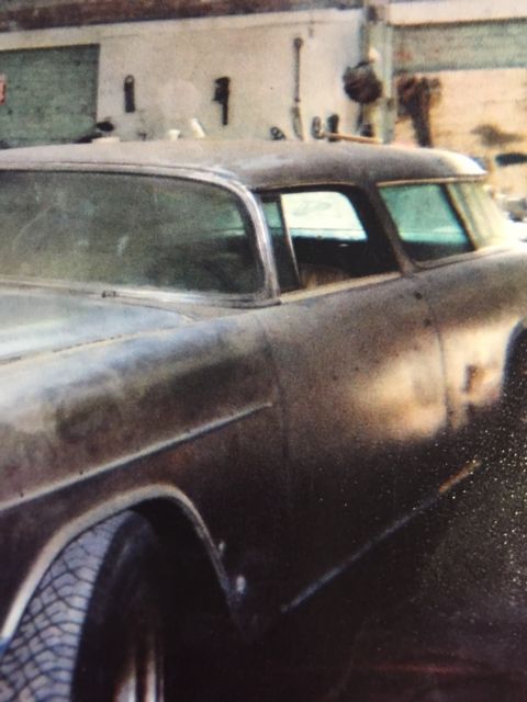 1955 flat black Chevrolet Nomad Wagon