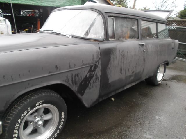 1955 black Chevrolet Bel Air/150/210 2 door wagon