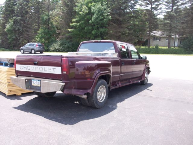 1994 Burgundy Chevrolet Silverado 3500 Crew Cab Pickup