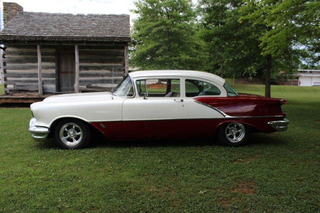 1956 PEARL WHITE AND CRIMSON RED Oldsmobile Eighty-Eight 2 DOOR SEDAN