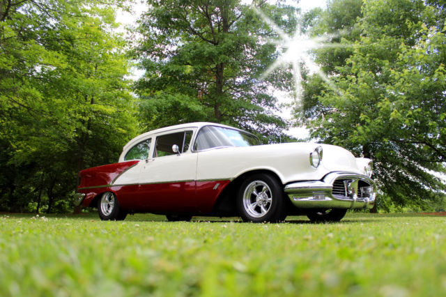 1956 CRIMSON RED DIAMOND WHITE PEARL Oldsmobile 88 2 DOOR SEDAN