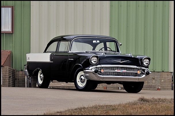 1957 Burgundy Chevrolet Bel Air/150/210 Sedan