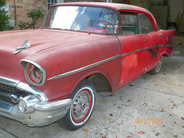 1957 RED Chevrolet Bel Air/150/210 4 DR HARD TOP