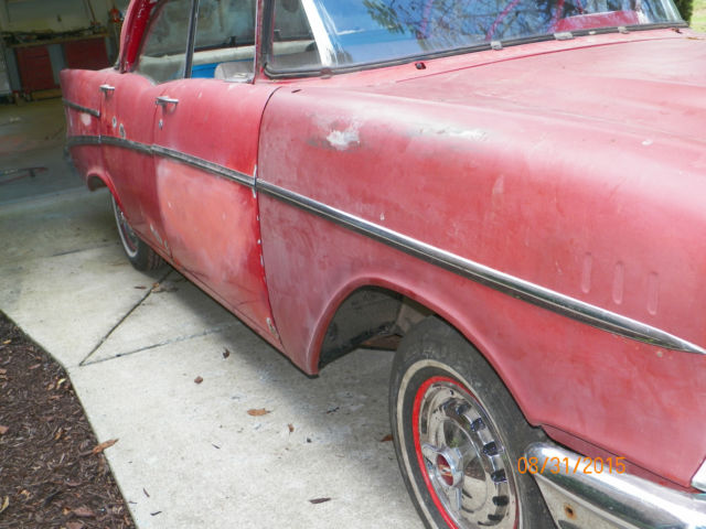 1957 RED Chevrolet Bel Air/150/210 4 DR HARD TOP