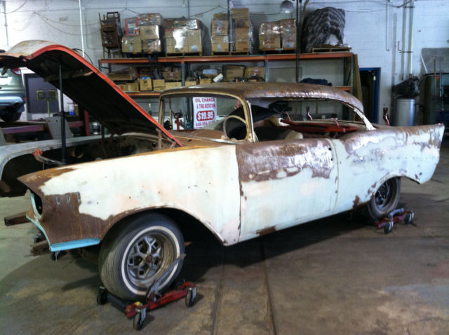 1957 Red Chevrolet Bel Air/150/210 Sedan