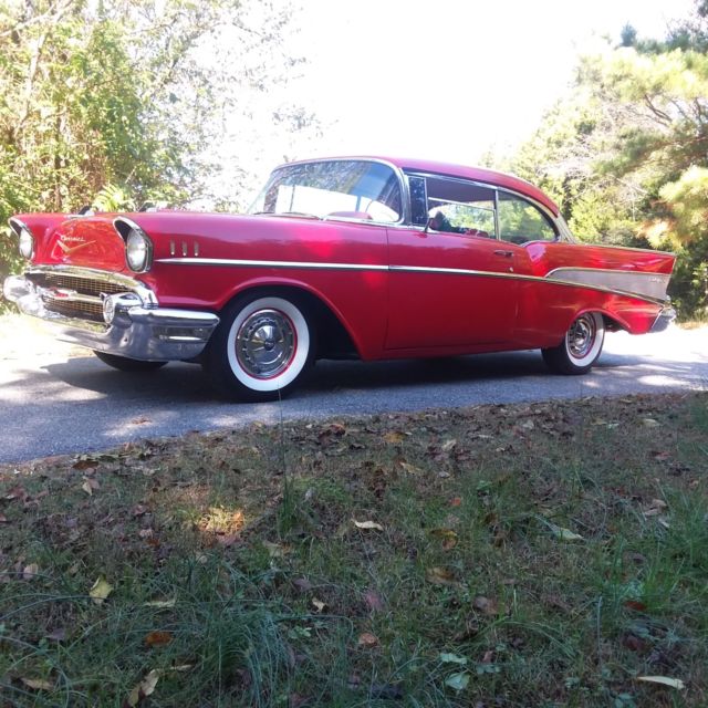 1957 Red Chevrolet Bel Air/150/210 Sedan