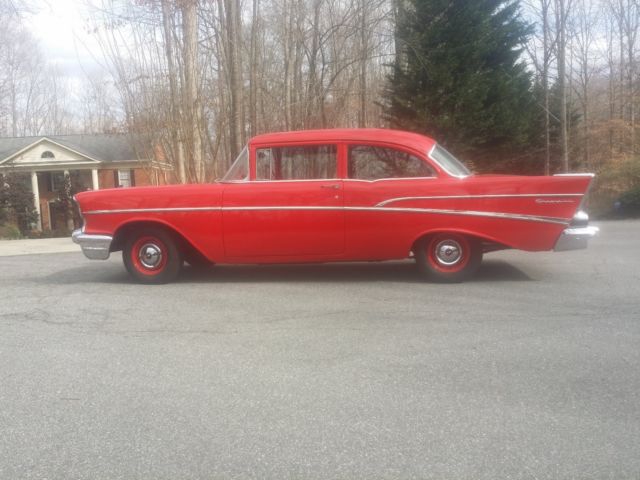 1957 Red Chevrolet Bel Air/150/210 Sedan
