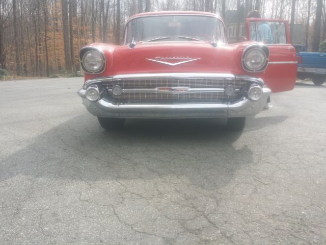 1957 Red Chevrolet Bel Air/150/210 Sedan