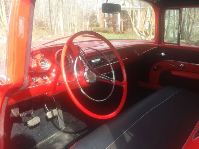 1957 Red Chevrolet Bel Air/150/210 Sedan