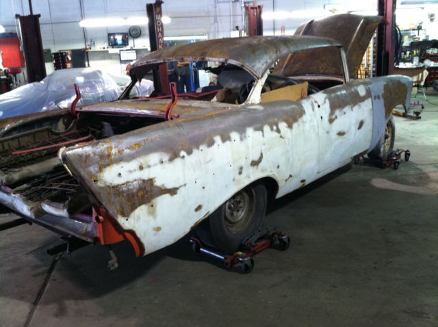 1957 Red Chevrolet Bel Air/150/210 Sedan