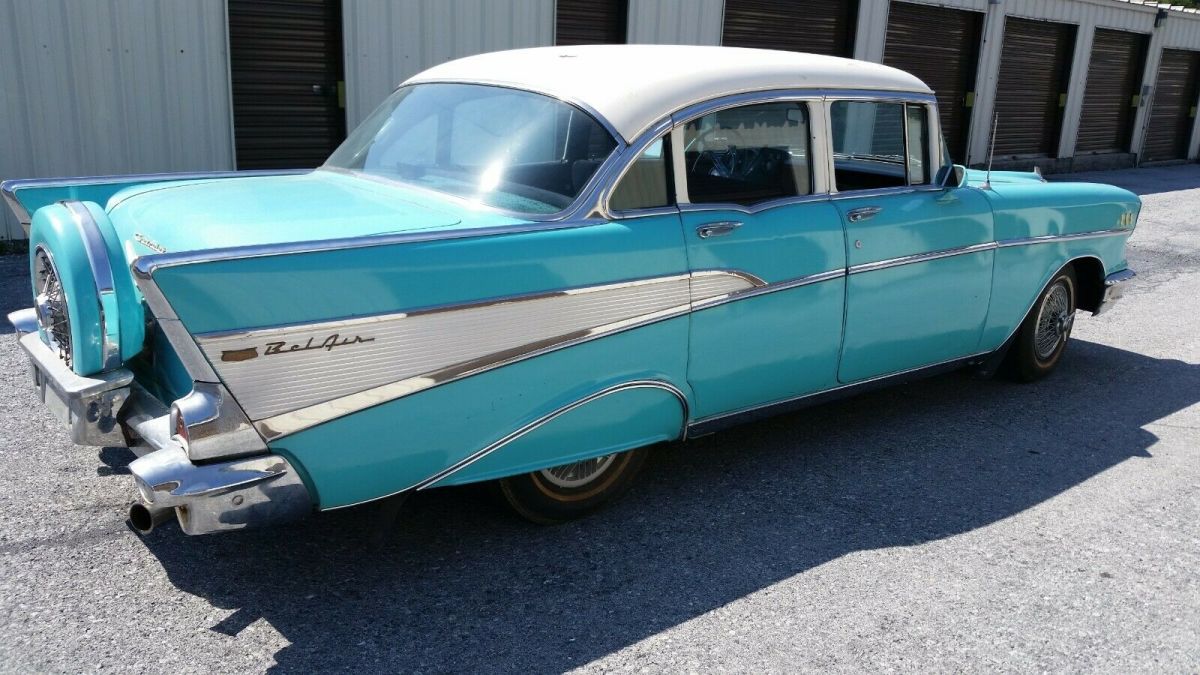 1957 Teal Chevrolet Bel Air/150/210 Sedan