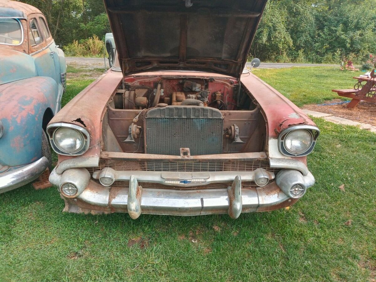 1957 Red Chevrolet Bel Air/150/210 Sedan