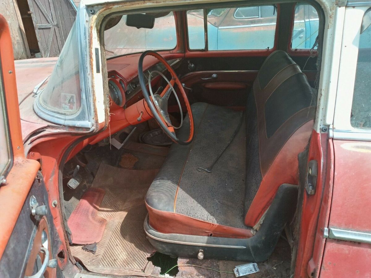 1957 Red Chevrolet Bel Air/150/210 Sedan