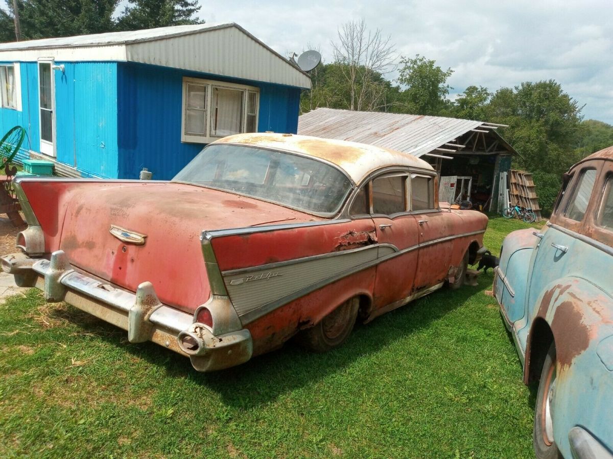 1957 Red Chevrolet Bel Air/150/210 Sedan