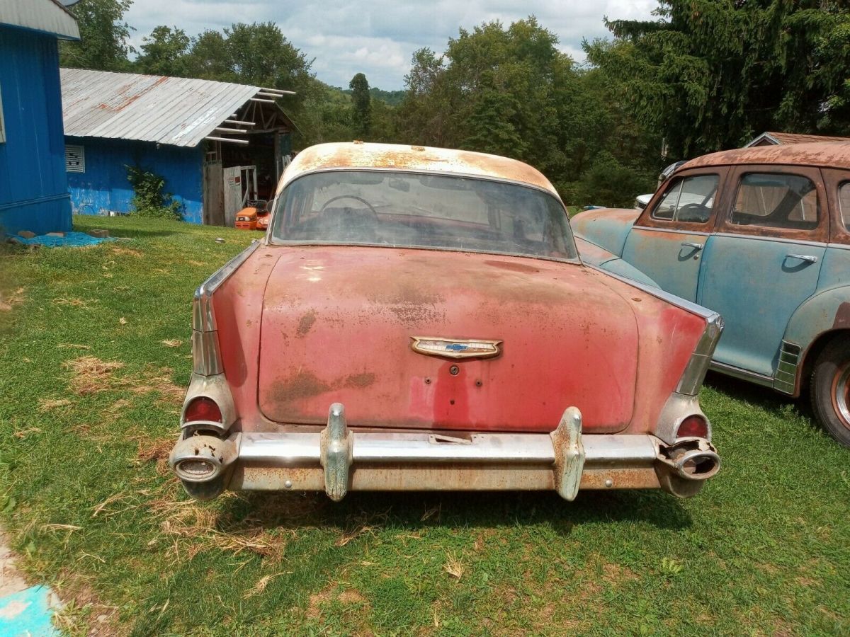 1957 Red Chevrolet Bel Air/150/210 Sedan