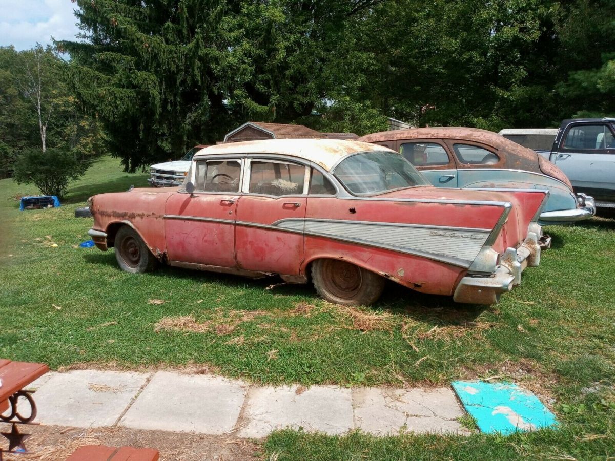 1957 Red Chevrolet Bel Air/150/210 Sedan
