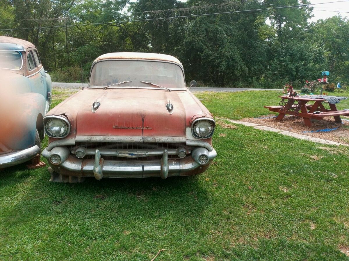 1957 Red Chevrolet Bel Air/150/210 Sedan