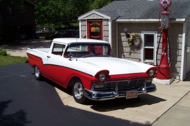 1957 Cream and Blue Ford Ranchero pickup