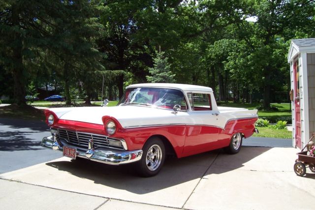 1957 Cream and Blue Ford Ranchero pickup