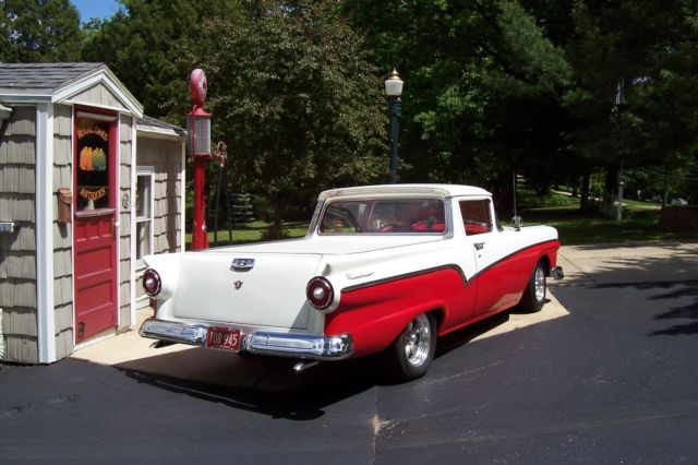 1957 Cream and Blue Ford Ranchero pickup