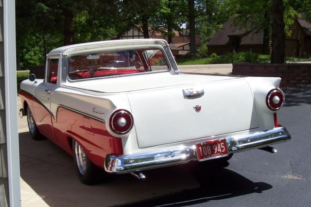 1957 Cream and Blue Ford Ranchero pickup