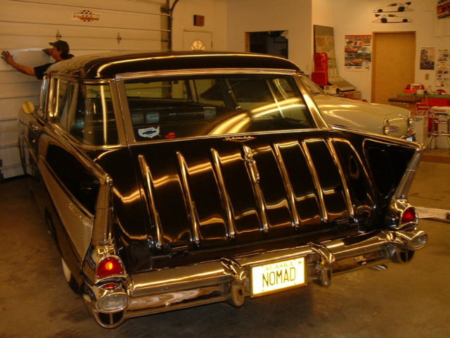 1957 black Chevrolet Nomad